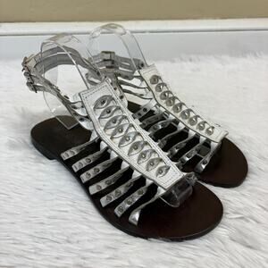 Naughty Monkey Women's Party Time Leather Gladiator Sandals White Size 8